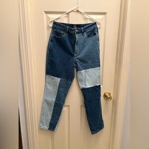 Hollister Women's Size 5R Mom Jeans Patchwork Jeans - Blue Tones